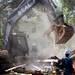 An excavator finishes demolishing a house at the intersection of Kingsley Street and First Street on Monday morning. Daniel Brenner I AnnArbor.com